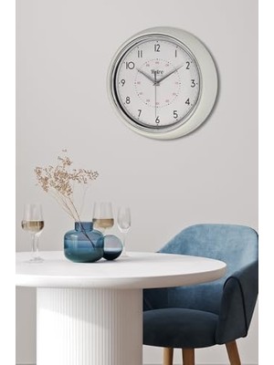 Canarino New-Max Premium Serisi Retro Tasarım Metal Kadranlı Bombeli Cam Özellikli 25 cm Ev ve Ofis Saati Beyaz, 25CM