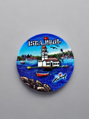 Mundy Istanbul Polyester Kabartmalı Magnet Çap:7 cm Dekoratif Hediyelik Buzdolabı Süsü (KOD:1738)