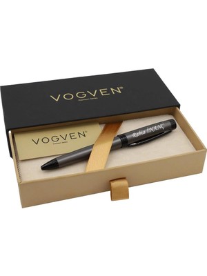 Vogven Marka Isme Özel Mat Füme Premium Tükenmez Kalem