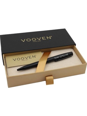 Vogven Marka Isme Özel Mat Siyah Premium Tükenmez Kalem