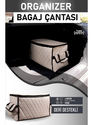 Freshstart Renault R11 Deri Oto Araç Bagaj Toplayıcı Organizer Bagaj Çantası Gri Fs