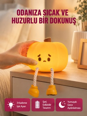 Dekoratif Pumpkin Gece Lambası Şarjlı Dokunmatik LED Işık Yeni Nesil Midastech