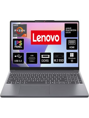 Lenovo Ideapad Slim 3  Amd Ryzen 7 170 8gb Ram 256GB SSD 16" Wuxga (1920X1200) 60Hz IPS Windows 11 Pro Notebook