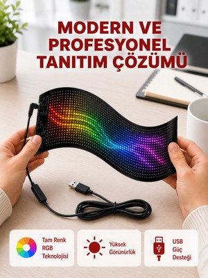 Marsilyan Rgb Kayar Yazılı LED Reklam Ekranı – USB Bağlantılı Esnek Tasarım
