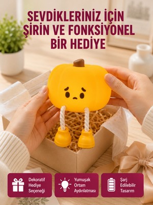 Şarjlı Pumpkin LED Masa Lambası Zamanlayıcılı Dokunmatik Yeni Nesil Midastech