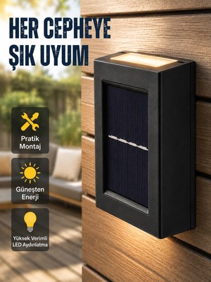 Tios Shop Krm Güneş Enerjili Su Geçirmez LED Duvar Lambası Yeni Nesil Krm