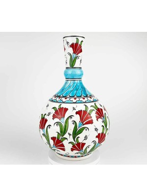 Çini Evi Belediye Başkanına Makam Hediyesi  Karanfil Motifli Iznik Çini Vazo 30 cm