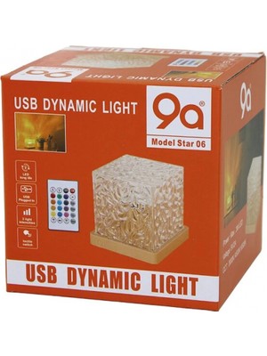 Hace Bazaar USB Kumandalı Rgb Su Desenli Mika Kristal Plastik Gece Lambası 9.5X9.5CMX11.5CM (4887)