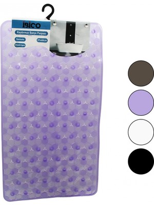 Hace Bazaar Dikdörtgen - Lüx Pvc Petek Desen - Şeffaf-Buzlu 98PCS Vantuz Kaydırmaz Banyo - Küvet Paspas 37X68CM (4887)