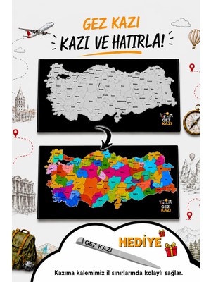 Happy Story Gez Kazı Magnet Türkiye Haritası – Kolay Kazınabilir Harita – Scratch Map – Tarvel And Scratch  –  Gezkazı
