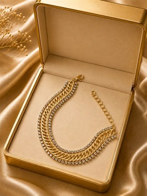 twingold Taşlı Su Yolu Gold Renk Bileklik