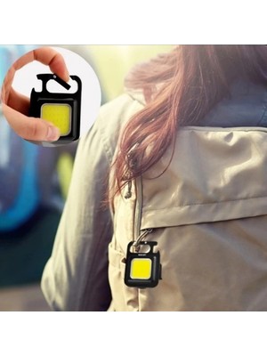 Hace Bazaar Mini 30 Ledli  Mıknatıslı Anahtarlık Flash Kamp Lambası Askılı Kapak Açacaklı Şarjlı Fener