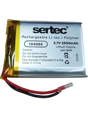 Evimdeyokyok Sertec 104050 3.7V 2500MAH Li-Polymer Pil (DEVRELI/1.5A)