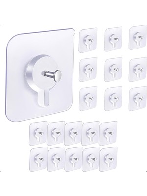 Nacario Xspring Yapışkanlı Duvar Kancaları, 20'li Paket Çivisiz Asıcı, Fotoğraf Çerçeveleri Için Su Geçirmez ve Yağa Dayanıklı Duvar Askıları, Dekorasyon ve Banyo Mutfak Askıları, Anahtarlık