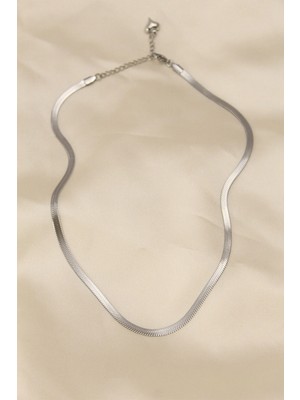 Hace Bazaar 316L Çelik Silver Renk 45 cm Italyan Zincir Model Kadın Kolye - TJ-BKO5903
