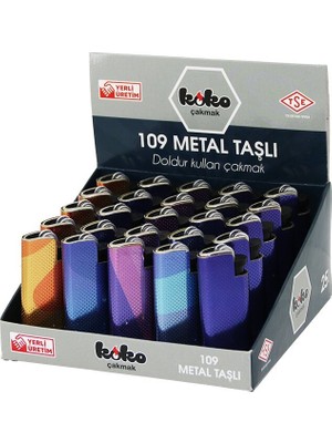 KOKO-109 Taşlı Metal Cep Çakmak BRKT-877501 Mat Renkli Doldur Kullan