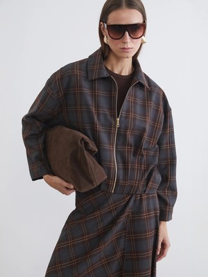 Lc Waikiki Yeni Sezon Gömlek Yaka Ekose Oversize Kadın Ceket