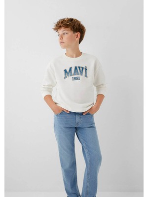 Mavi Logo Baskılı Ekru Erkek Çocuk Sweatshirt M6S10218-70057