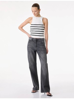 Koton Straight Fit Antrasit Kadın Jean Pantolon 7WAL40027MD