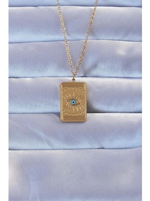 Hace Bazaar 316L Altın Renk Işlemeli Nazarlı Göz Model Vintage Kolye - TJ-BKO9269