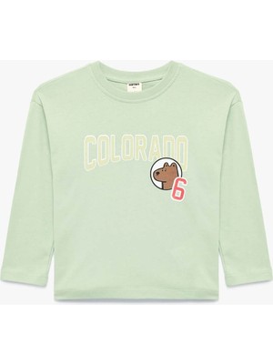 Koton Baskılı Pamuklu Yeşil Erkek Bebek Uzun Kollu T-Shirt 7WMB10041TK