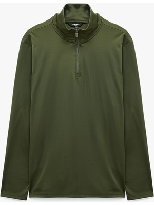 Koton Regular Fit Uzun Kollu Dik Yaka Yarım Fermuarlı Spor Sweatshirt