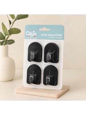Ozkr Store Kubbe Yapışkanlı Plastik Askı 4'lü (Siyah & Beyaz)