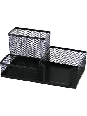 Mabelme Store 3 Bölmeli Metal Siyah Kalemlik - Notluk