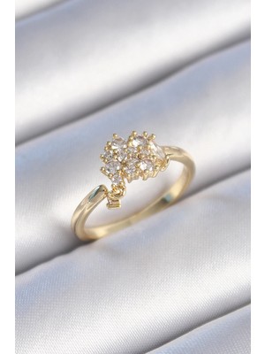 Hace Bazaar Pirinç Gold Renk Zirkon Taşlı Kadın Yüzük - TJ-BYK3442