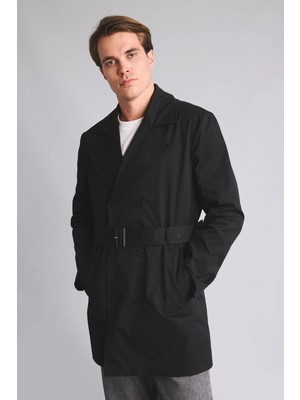 DeFacto Slim Fit Astarlı Düğmeli Cepli Kemerli Mevsimlik Trençkot D5528AX26AU