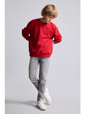 DeFacto Slim Fit Düz Paça Yıkamalı Jean Pantolon Erkek Çocuk C3683A826AU
