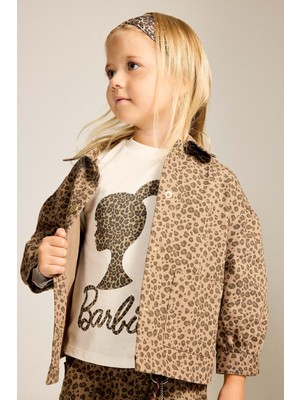 DeFacto %100 Pamuk Leopar Desenli Gabardin Uzun Kollu Ceket Gömlek Kız Bebek I0998A526AU