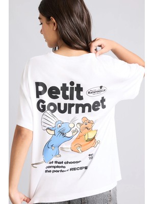 DeFacto %100 Pamuk Ratatouille Lisanslı Oversize Bisiklet Yaka Sırt Baskılı Kısa Kollu Tişört I5446AX26HS