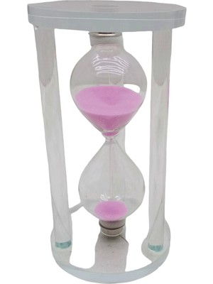 Büyük Cam Kum Saati Cam Standlı 15 Dakika - Çap: 7.7cm-Yükseklik: 14.7cm