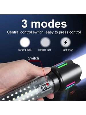 Ozkr Store Güçlü Taktik LED El Feneri Paweınuo SDT53 – 3800LM, 35W, Yan Cob Aydınlatma ve Type-C Şarj Özelliğine Sahip