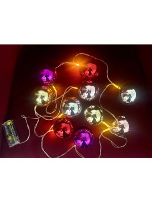 Ozkr Store 2 Metre 10 LED Pilli 2 Kademeli Parlak Top LED Yılbaşı Ağacı Süsü Mz-3