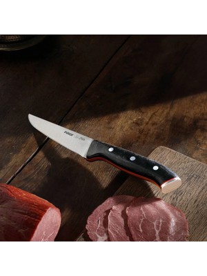 Ozkr Store 32101 Elite Kurban, Kasap Bıçağı 14,5 cm - Kahverengi Perçinli Kompozit Sap
