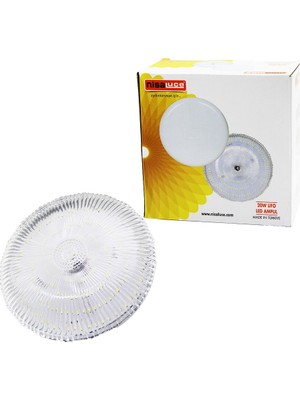 Ozkr Store Nisaluce EAMP-020K/B Mika Kristal Camlı 20W Ufo LED Ampul BEYAZ=6500K