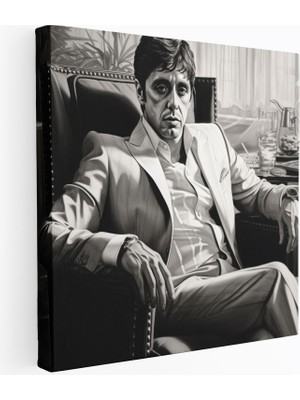 Popcas Gerçekçi Kurşun Kalem Scarface Temasıyla Duvar Tablosu