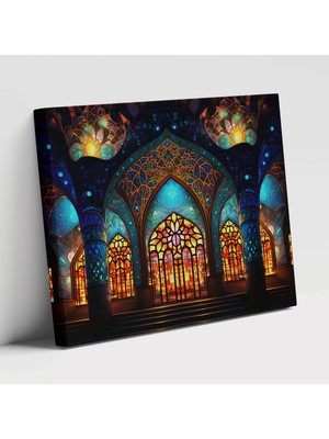 Popcas Parlak Renkler Canlı Kaleydoskop Mozaik Cami Mozaik Deseni Modern Sanat Kanvas Tablo