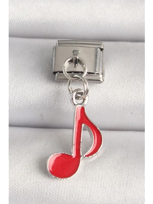 Hace Bazaar 316L Çelik Gümüş Renk Kırmızı Müzik Nota Model Nomination Charm - TJ-BC1218