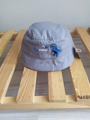 Minilka Bebe Pamuklu Nakışlı Bebek Bucket Şapka Dino Arkası Ipli Ayarlanabilir- (Ürün Çok Dar Kalıp Genişlik 44CM)