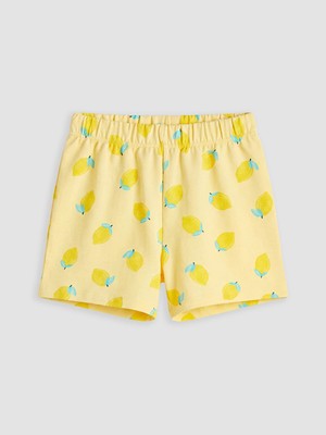 Lc Waikiki Yeni Sezon Kız Çocuk Limon Baskılı Beli Lastikli Şort