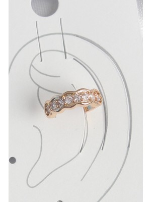 Hace Bazaar Pirinç Gold Renk Zirkon Taşlı Kadın Kıkırdak Küpe - TJ-BKP10571