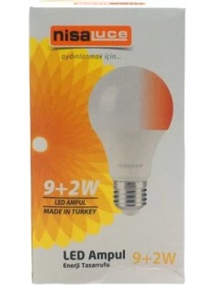 Hace Bazaar Nisaluce EAMP-074/BK 9+2W E27 Beyaz-Kırmızı LED Ampul (4887)