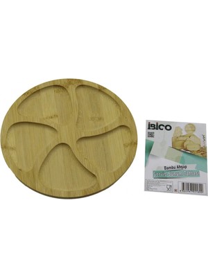 Hace Bazaar Yuvarlak 5 Bölmeli Ahşap Bambu Servis Sunum Tepsi - Tahtası 20 x 1.4cm (4887)