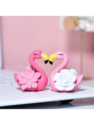 Himi Pasta Süsleri 2'li Flamingo Maket Kürdanlı Cupcake Pasta Süsü Doğum Günü Süsleri Kürdan Süsü