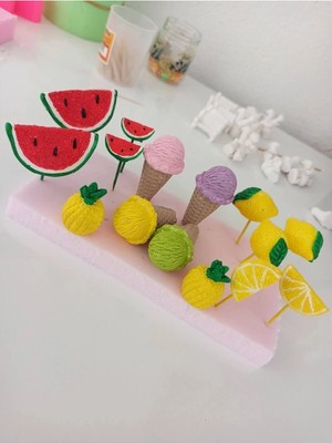 Himi Pasta Süsleri Meyve Koktey 15 Parça Maket Kürdanlı Cupcake Pasta Süsü Doğum Günü Süsleri Pasta Kürdanı