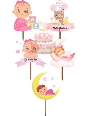 Himi Pasta Süsleri Kız Çocuk Maket Pasta Süsleri Doğum Günü Kız Erkek Çocuk Pasta Kürdanı Pasta Süsleri Cupcake Süsleri