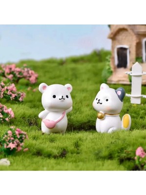 Himi Pasta Süsleri Kedi ve Ayı Maket Kürdanlı Cupcake Pasta Süsü Doğum Günü Süsleri Pasta Kürdanı Kürdan Süsü